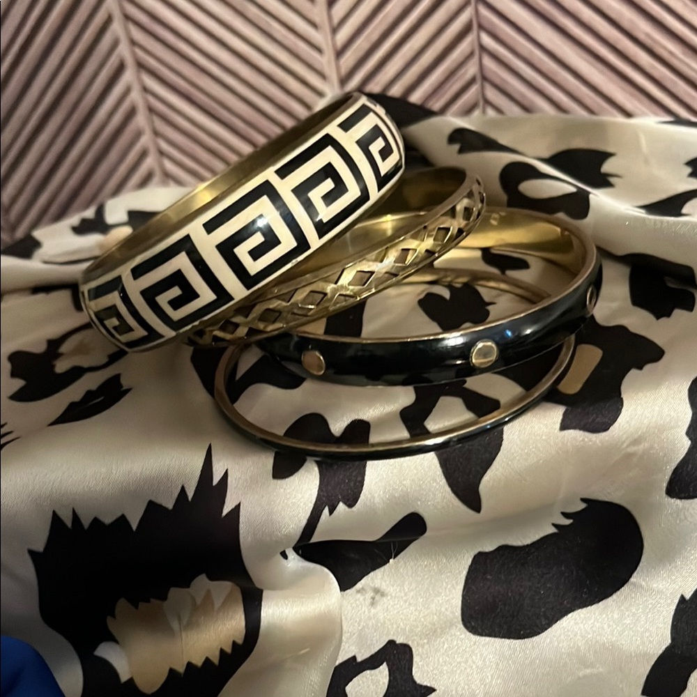 Set of Gold and Black Bangles